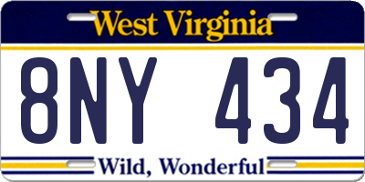 WV license plate 8NY434