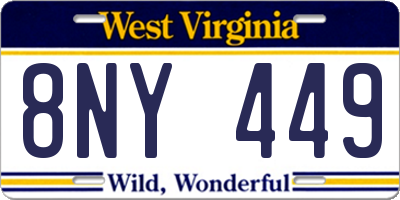 WV license plate 8NY449