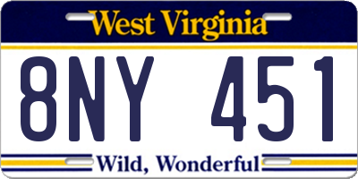 WV license plate 8NY451