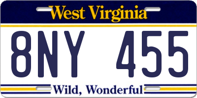 WV license plate 8NY455