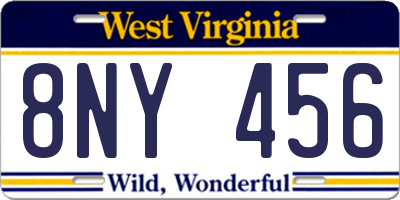 WV license plate 8NY456