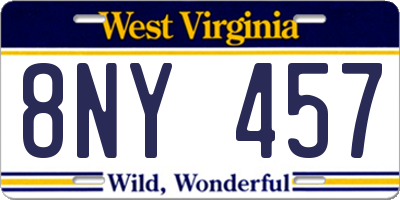 WV license plate 8NY457