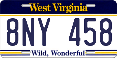 WV license plate 8NY458