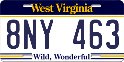 WV license plate 8NY463