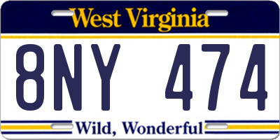 WV license plate 8NY474