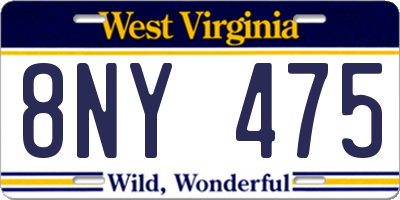 WV license plate 8NY475