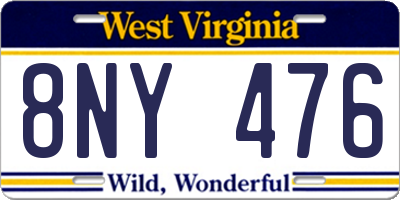 WV license plate 8NY476