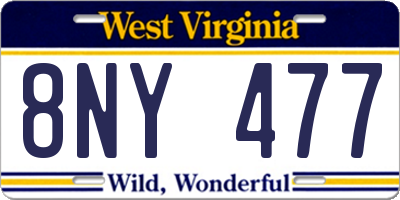 WV license plate 8NY477
