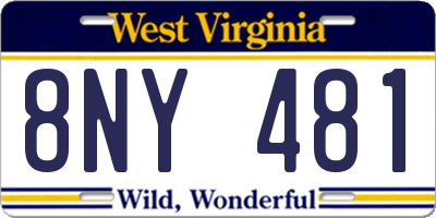 WV license plate 8NY481