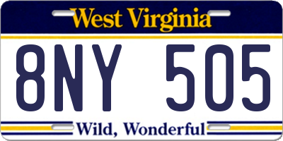 WV license plate 8NY505