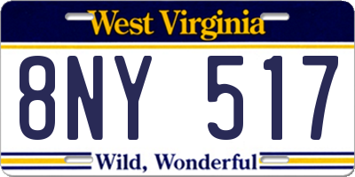 WV license plate 8NY517