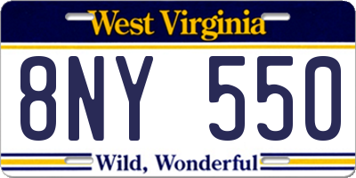 WV license plate 8NY550
