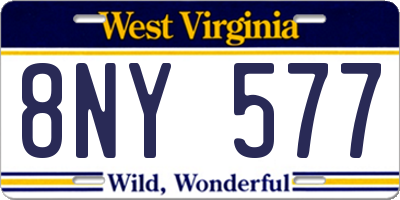 WV license plate 8NY577