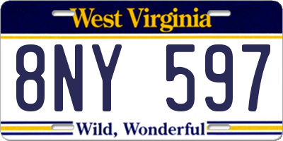 WV license plate 8NY597