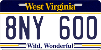WV license plate 8NY600