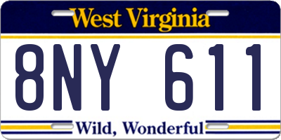 WV license plate 8NY611