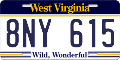 WV license plate 8NY615