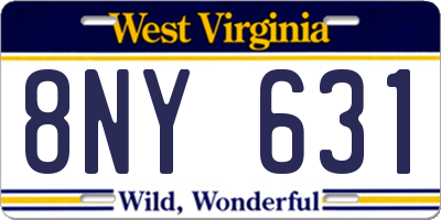 WV license plate 8NY631