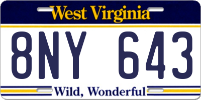 WV license plate 8NY643