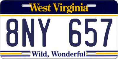 WV license plate 8NY657