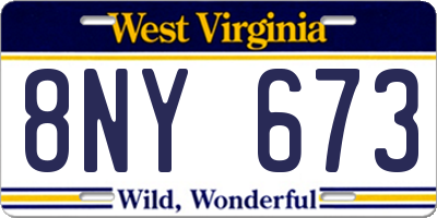 WV license plate 8NY673