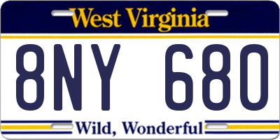 WV license plate 8NY680