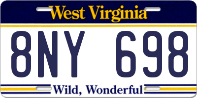 WV license plate 8NY698