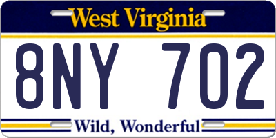 WV license plate 8NY702
