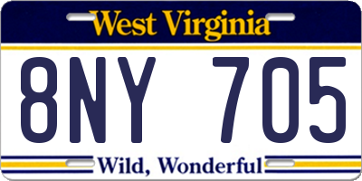 WV license plate 8NY705