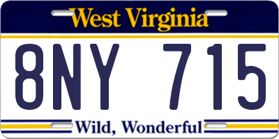 WV license plate 8NY715