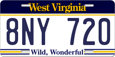 WV license plate 8NY720