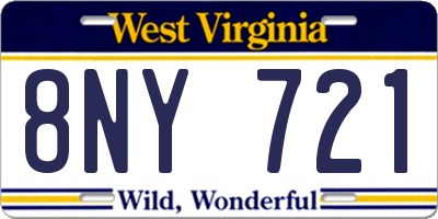 WV license plate 8NY721