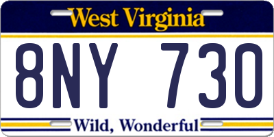 WV license plate 8NY730