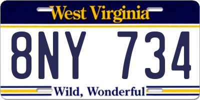 WV license plate 8NY734