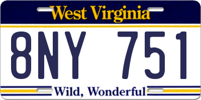 WV license plate 8NY751