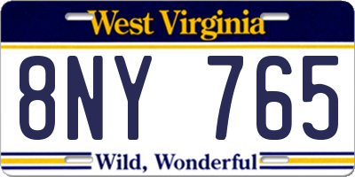 WV license plate 8NY765