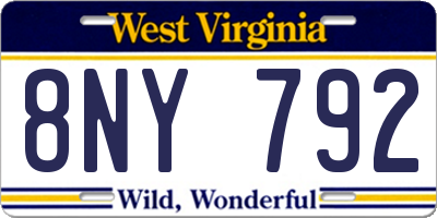 WV license plate 8NY792