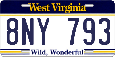 WV license plate 8NY793