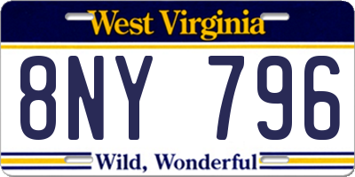 WV license plate 8NY796