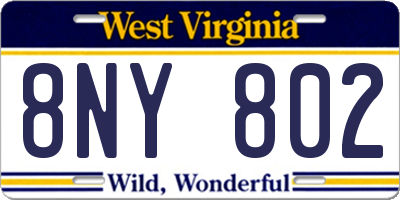 WV license plate 8NY802