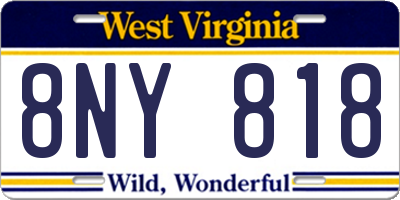 WV license plate 8NY818