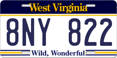 WV license plate 8NY822