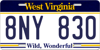 WV license plate 8NY830