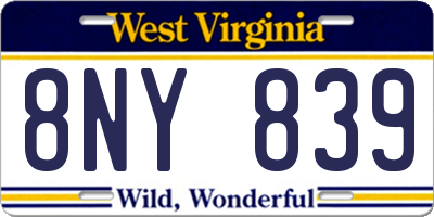 WV license plate 8NY839