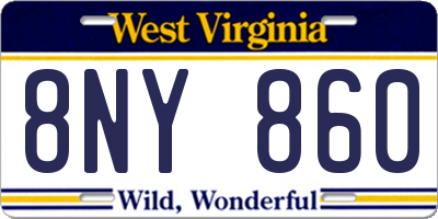 WV license plate 8NY860