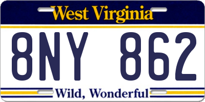 WV license plate 8NY862