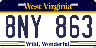 WV license plate 8NY863