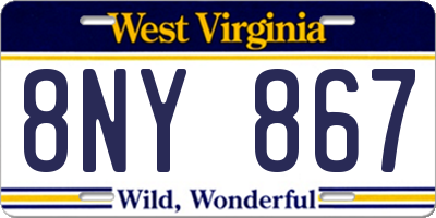 WV license plate 8NY867