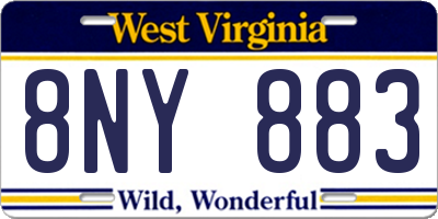 WV license plate 8NY883