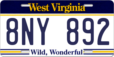 WV license plate 8NY892